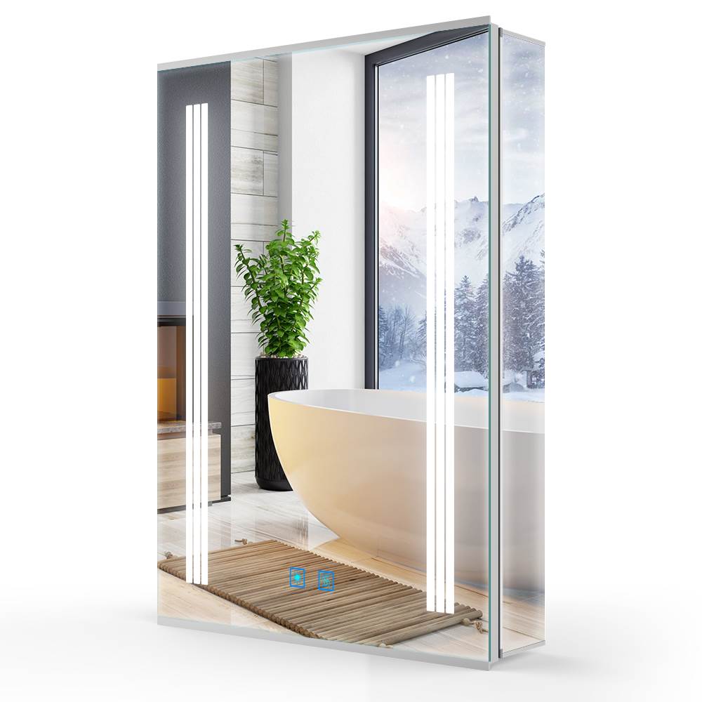 Lumirrors LED Bathroom Mirror Cabinet with Silver Aluminum Touch-Switch Anti-fog Shaver Socket 50 x 70cm
