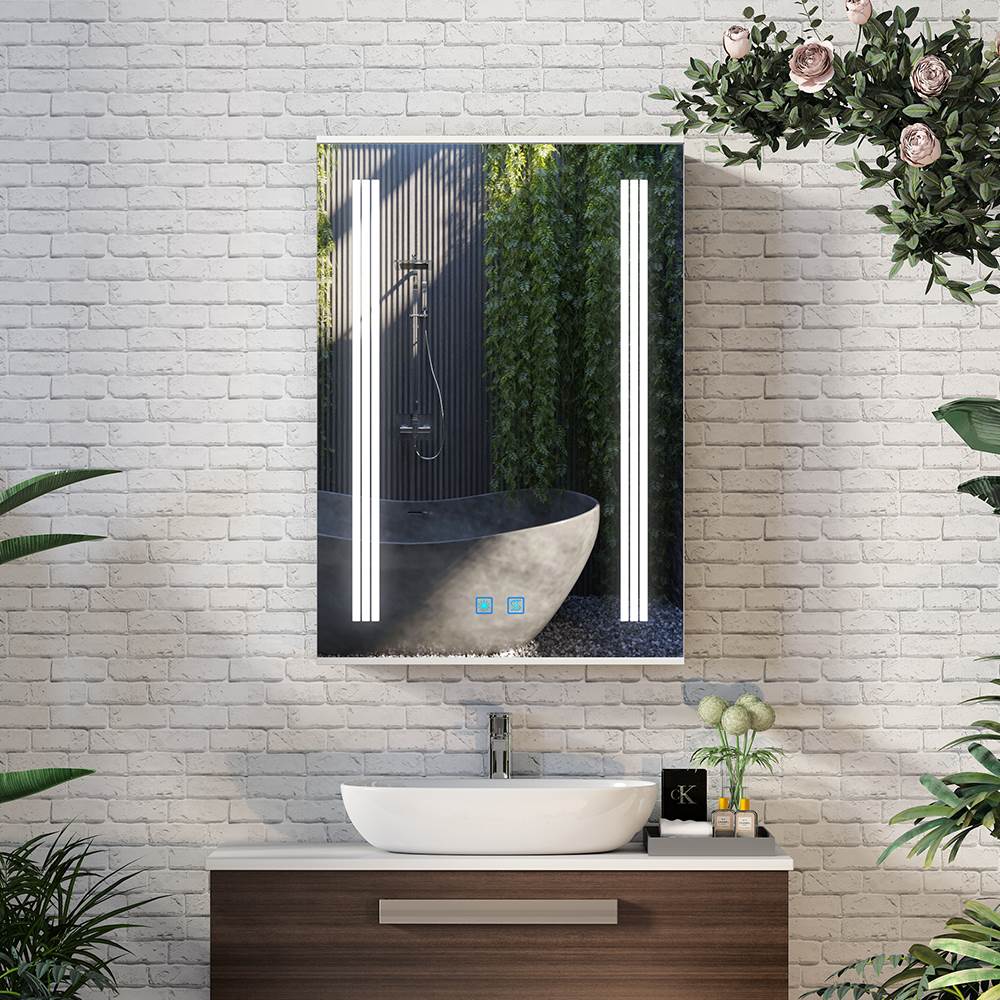 Lumirrors LED Bathroom Mirror Cabinet with Silver Aluminum Touch-Switch Anti-fog Shaver Socket 50 x 70cm