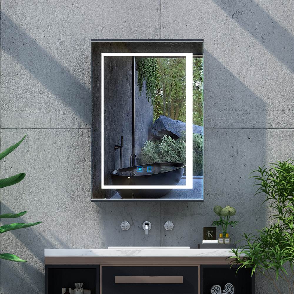 Lumirrors LED Bathroom Mirror Cabinet with Matt Black Aluminum Touch-Switch Anti-fog Shaver Socket 50 x 70cm