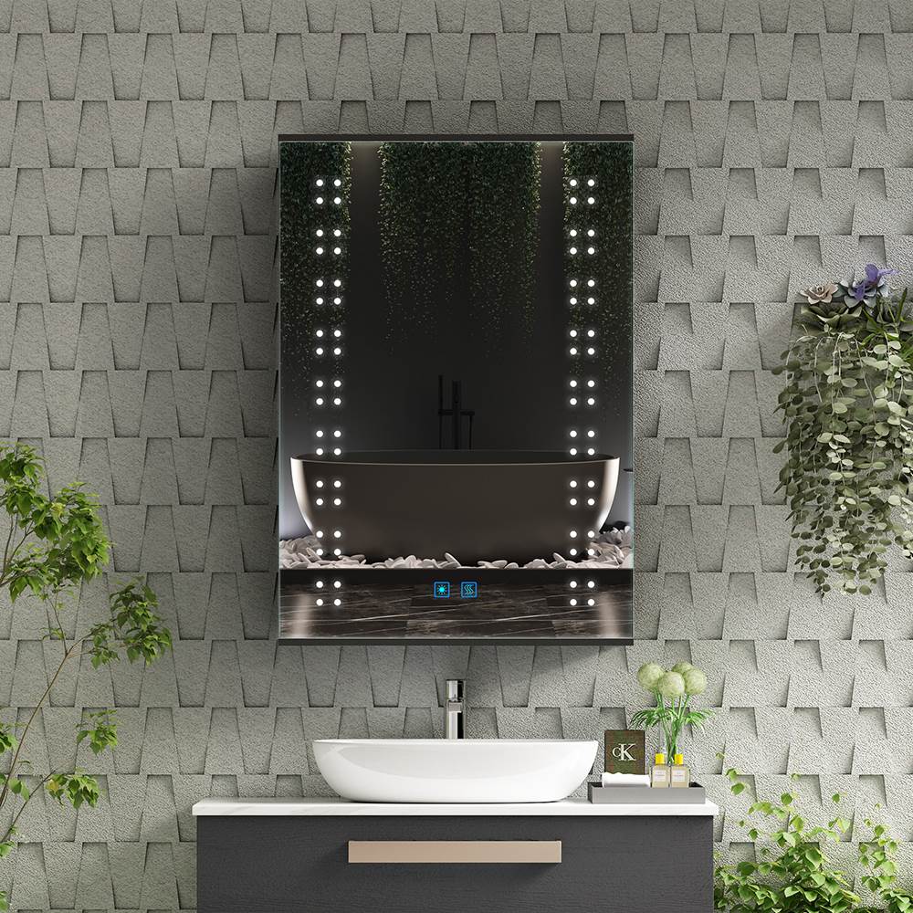 Lumirrors LED Bathroom Mirror Cabinet with Matt Black Aluminum Touch-Switch Demister Shaver Socket 50 x 70cm