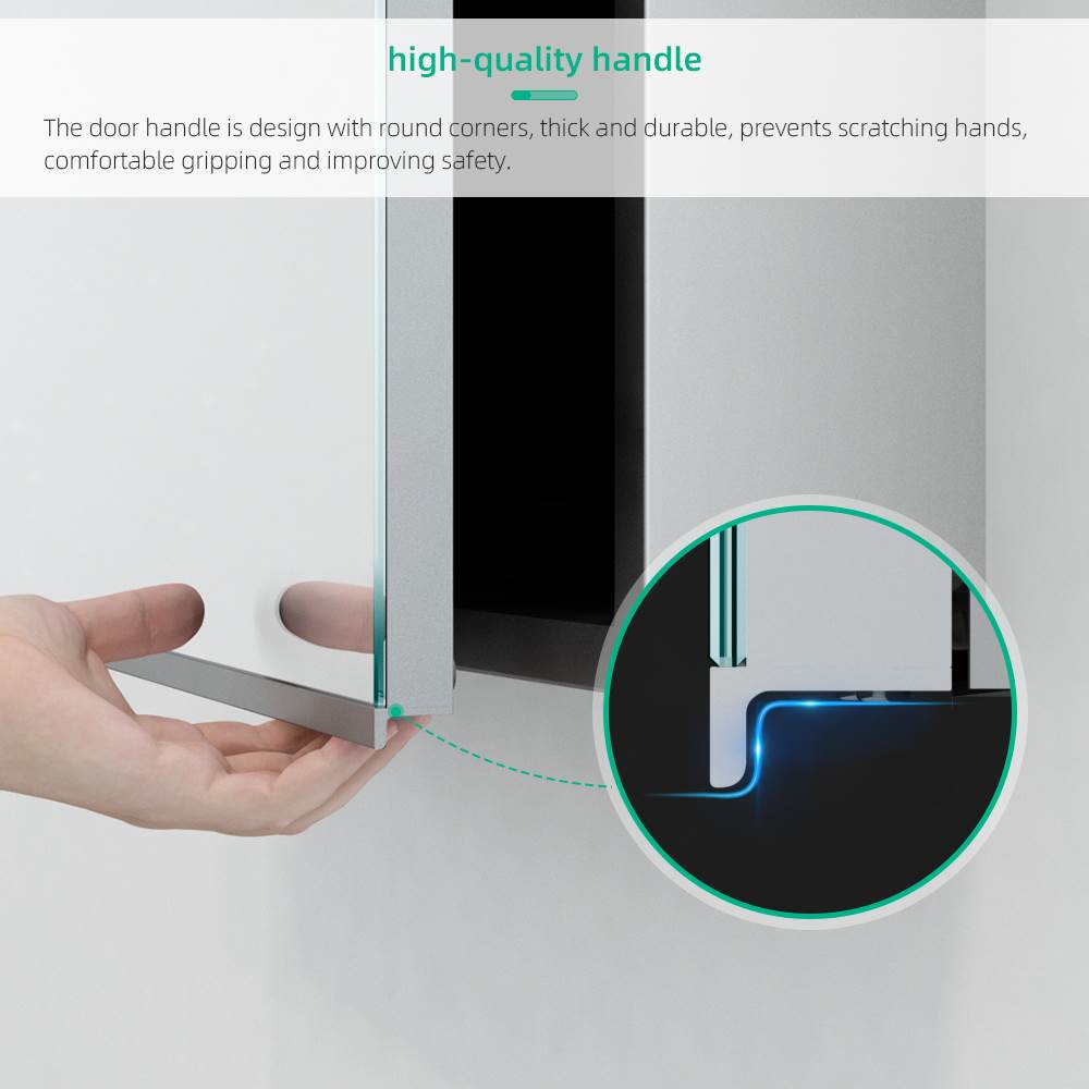 Lumirrors LED Bathroom Mirror Cabinet with Silver Aluminum Touch-Switch Demister Shaver Socket 50 x 70cm