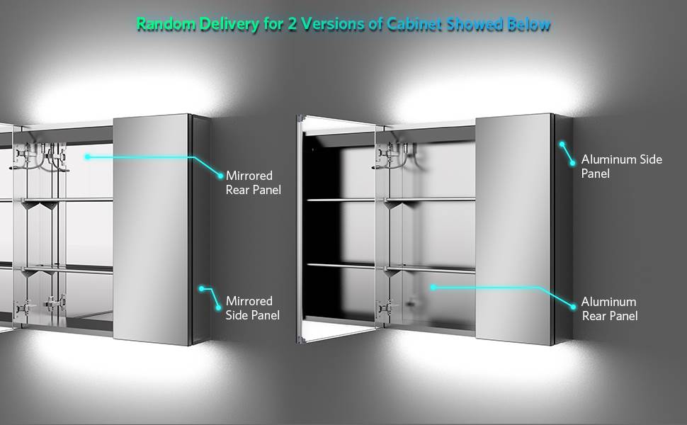 63 x 65cm LED Mirrored Cabinet with IR-Switch 2-Doors Demister Shaver Socket CB07S