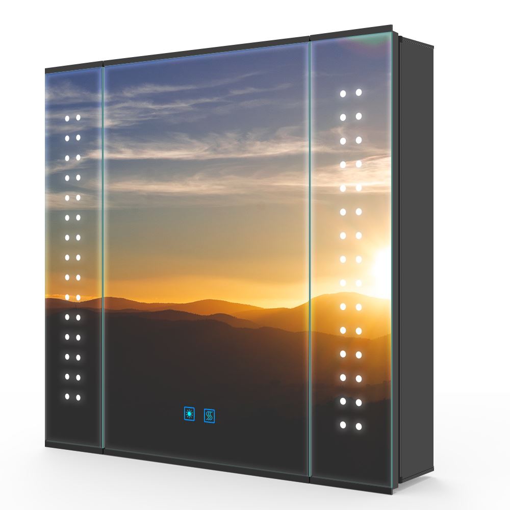 Lumirrors LED Bathroom Mirror Cabinet with Matt Black Aluminum Touch-Switch Anti-fog Shaver Socket 65 x 60cm