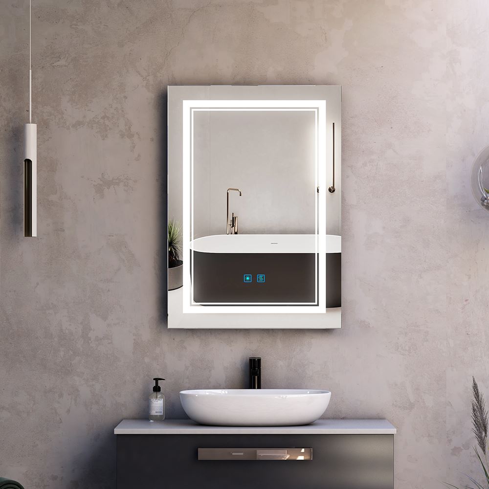 Led Bathroom Mirror With Demister Shaver Socket Adjustable Color 50 x 70cm (No cabinets) MR04