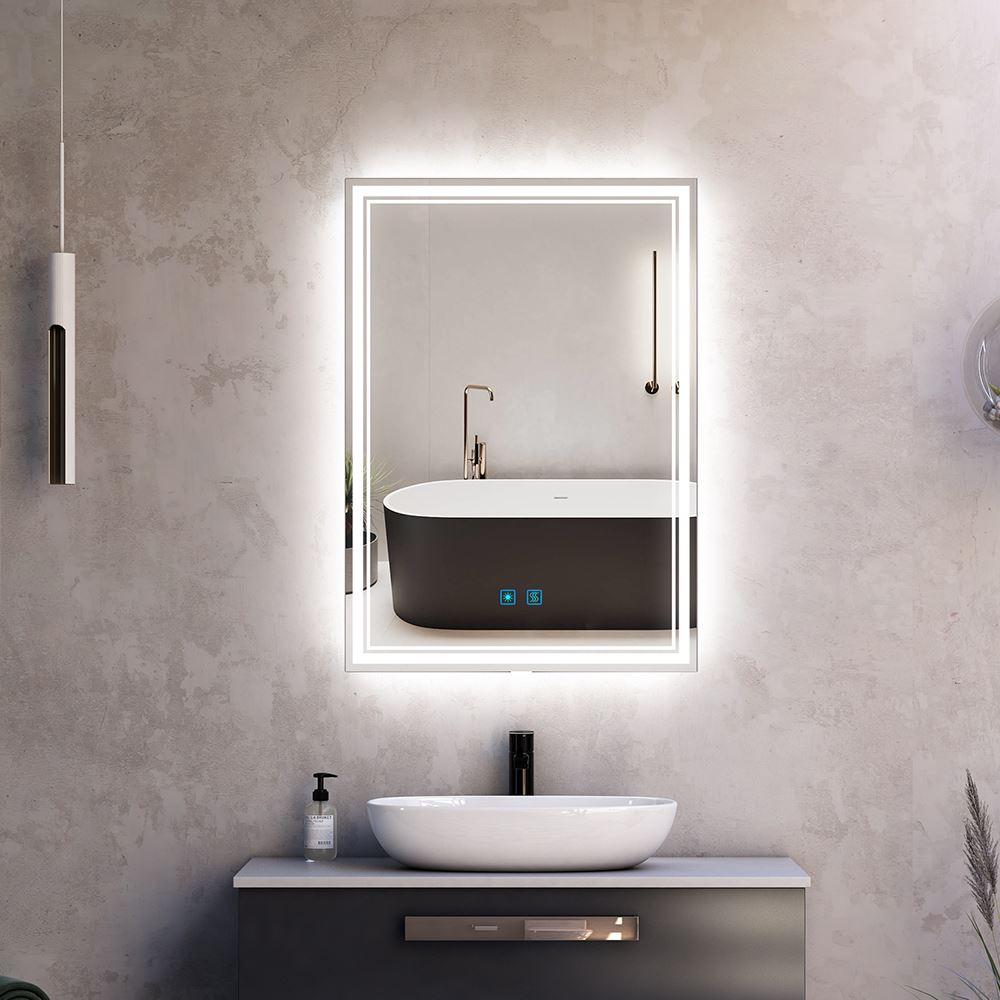 Led Bathroom Mirror With Demister Adjustable Color 50 x 70cm (No cabinets) MR14
