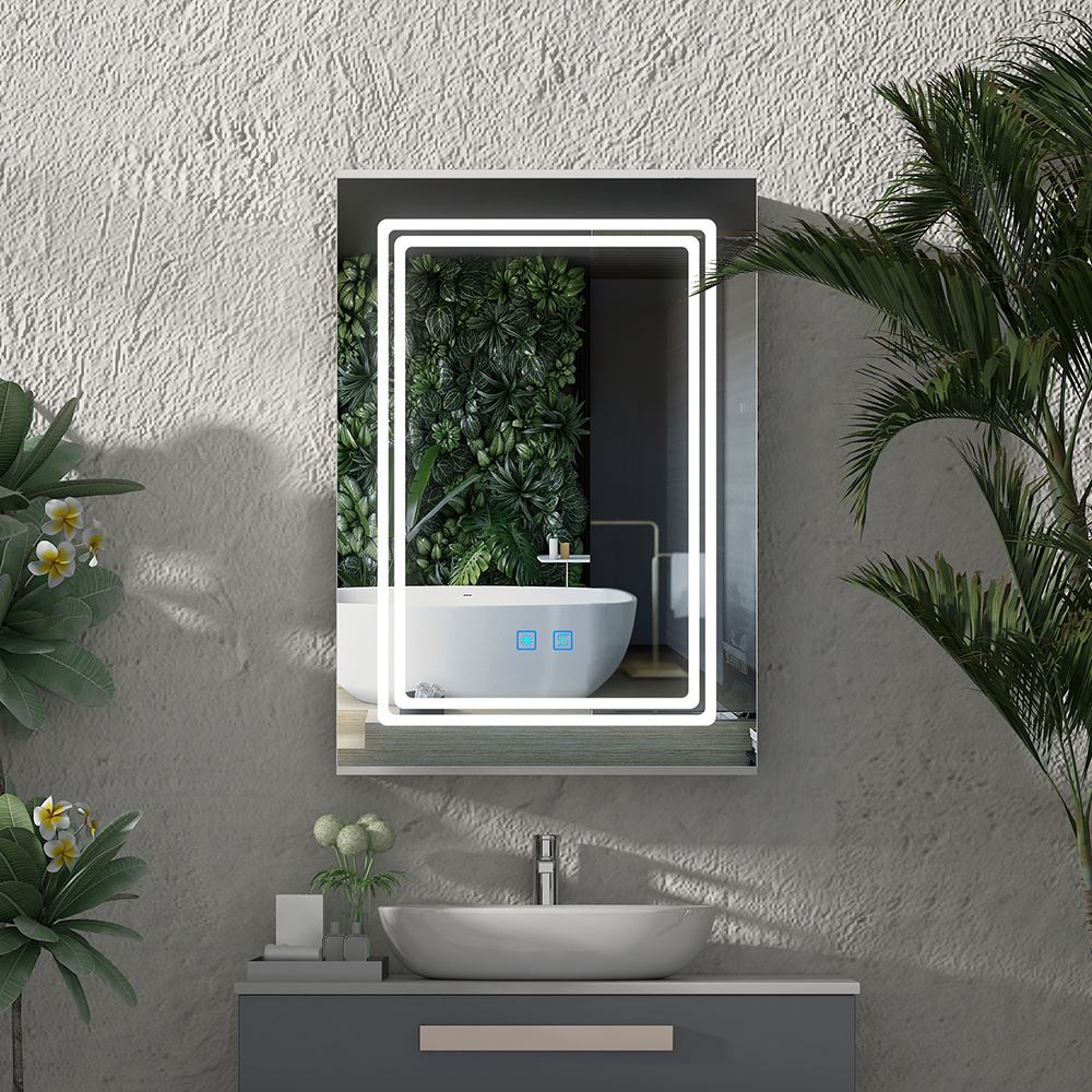 Lumirrors LED Bathroom Mirror Cabinet with Silver Aluminum Touch-Switch Demister Shaver Socket 50 x 70cm