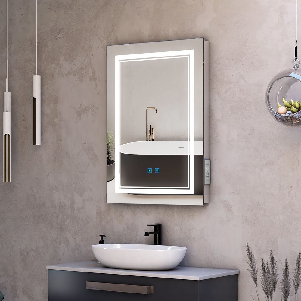 Led Bathroom Mirror With Demister Shaver Socket Adjustable Color 50 x 70cm (No cabinets) MR04