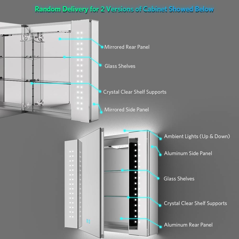 65 x 60cm Led Bathroom Mirrored Cabinet With Touch-Switch Anti-fog Shaver Socket CB01S