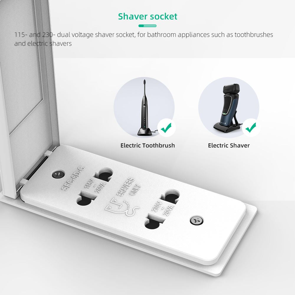 Lumirrors LED Bathroom Mirror Cabinet with Silver Aluminum Touch-Switch Anti-fog Shaver Socket 50 x 70cm