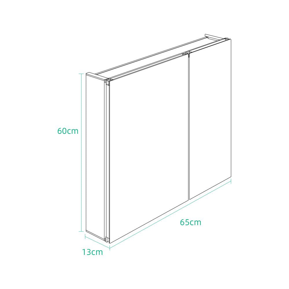 Non-illuminated Aluminum Mirror Cabinet With 2-Doors 650 x 600mm S02