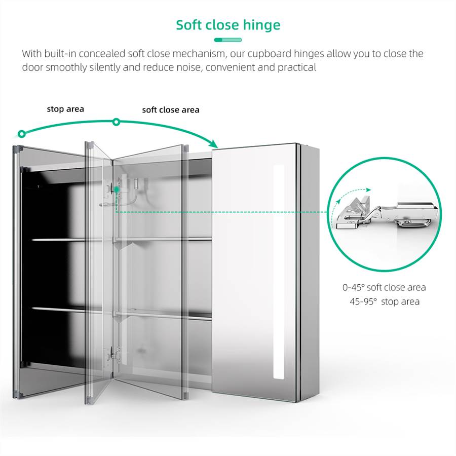 63 x 65cm LED Mirrored Cabinet with IR-Switch 2-Doors Demister Shaver Socket CB07S