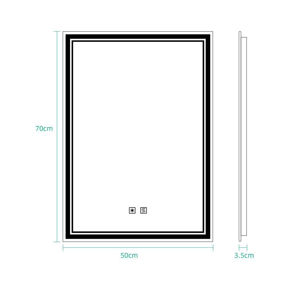 Led Bathroom Mirror With Demister Adjustable Color 50 x 70cm (No cabinets) MR14