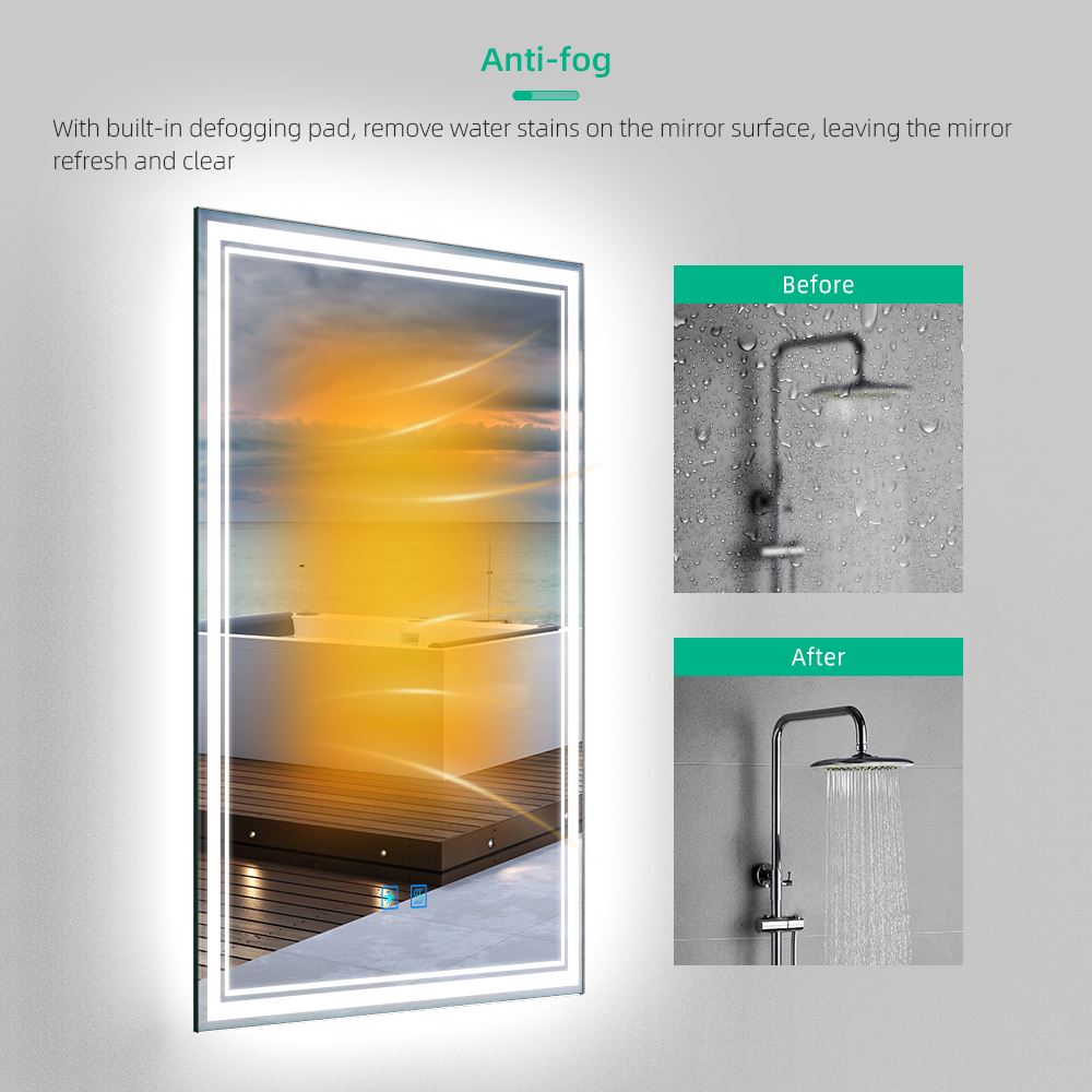 Led Bathroom Mirror With Demister Adjustable Color 50 x 70cm (No cabinets) MR14