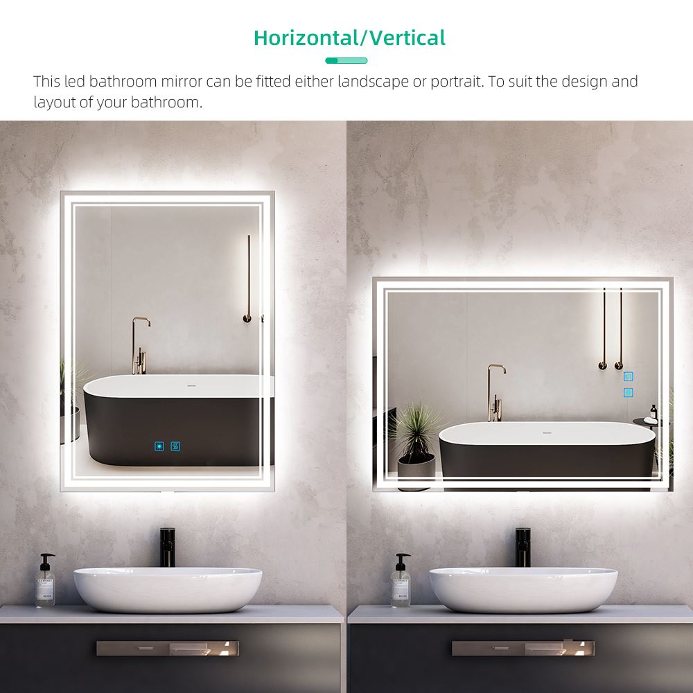 Led Bathroom Mirror With Demister Adjustable Color 50 x 70cm (No cabinets) MR14