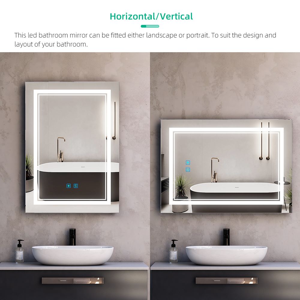 Led Bathroom Mirror With Demister Shaver Socket Adjustable Color 50 x 70cm (No cabinets) MR04