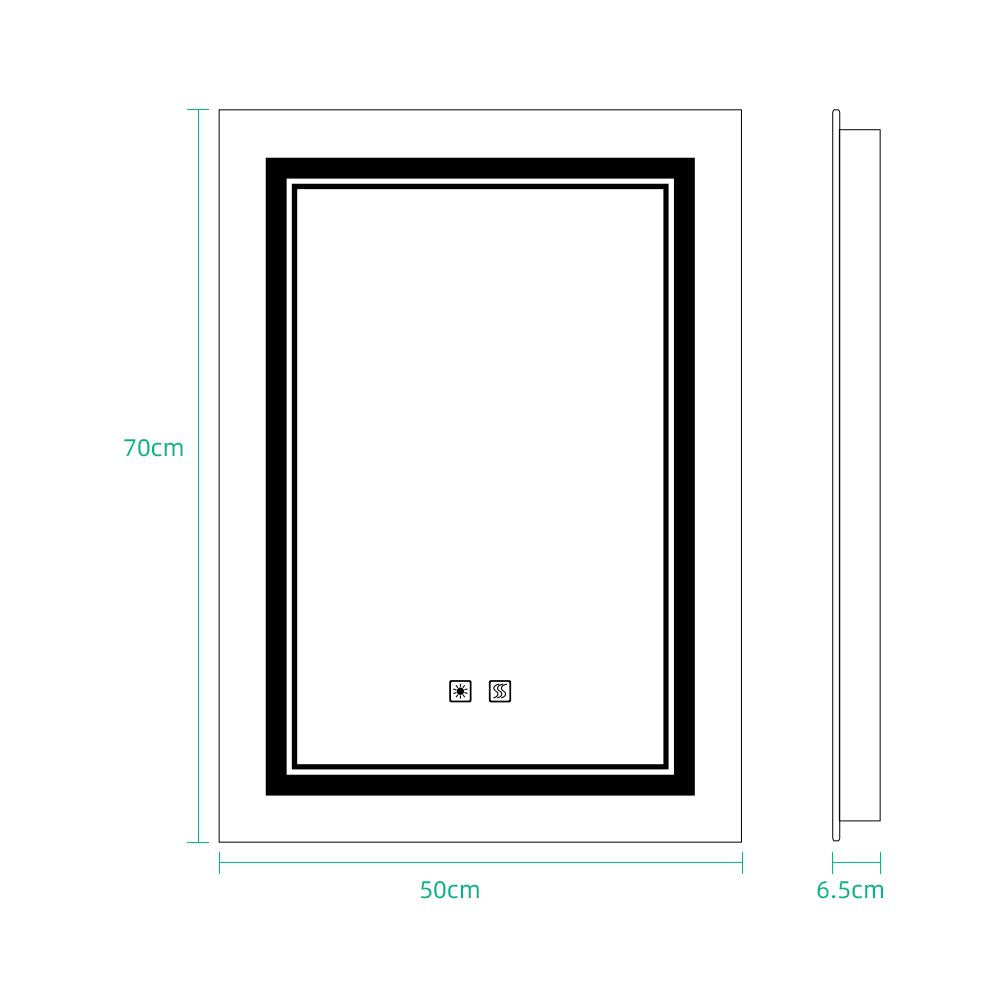 Led Bathroom Mirror With Demister Shaver Socket Adjustable Color 50 x 70cm (No cabinets) MR04